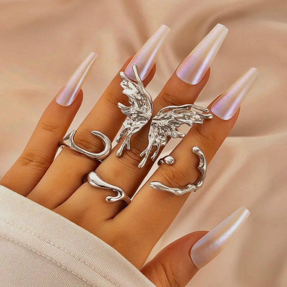 DRIPPING SILVER RINGS | SET OF 4 RINGS